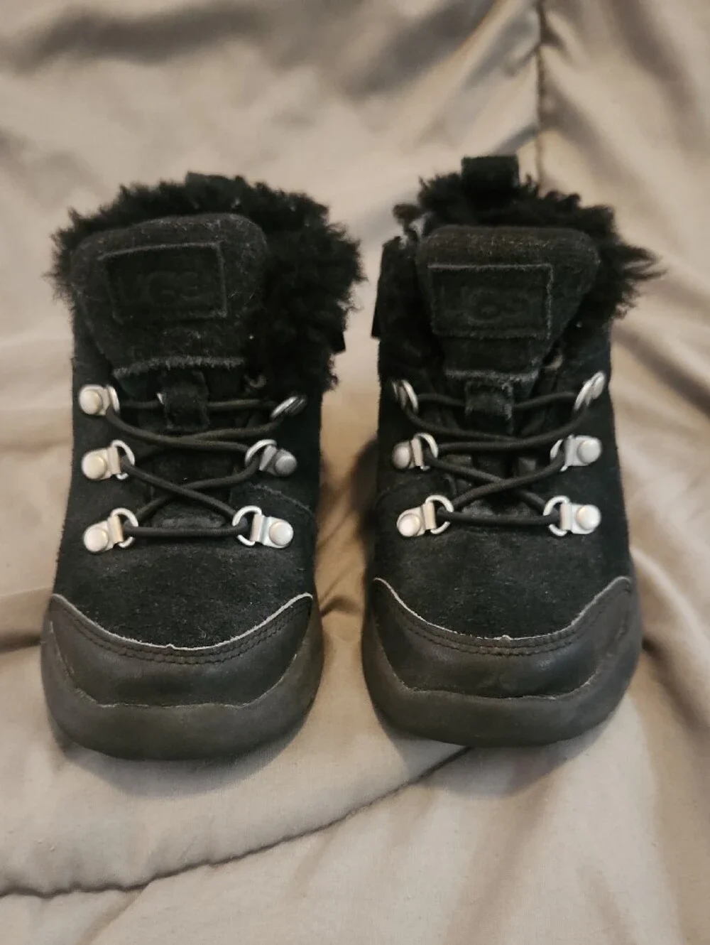 UGG Black Kids Faux-Fur Boots